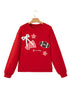 Gingham Patch Embroidered Rugby Print Stars Sweatshirt