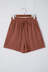 Lace Splicing Drawstring Elastic Waist Loose Linen Casual Shorts