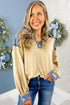 Romantic Floral Denim Collar Patchwork V Neck Top