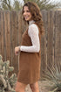 Geometric Embroidery Sleeveless Corduroy Shift Mini Dress
