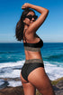 Animal Print Accent Mesh Banded Sporty Bikini Set
