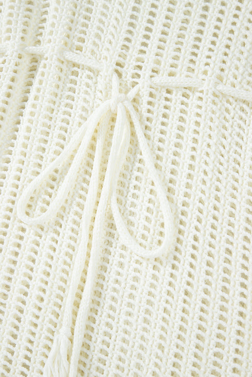 Boho Open Knit Tie Waist Mini Cover Up