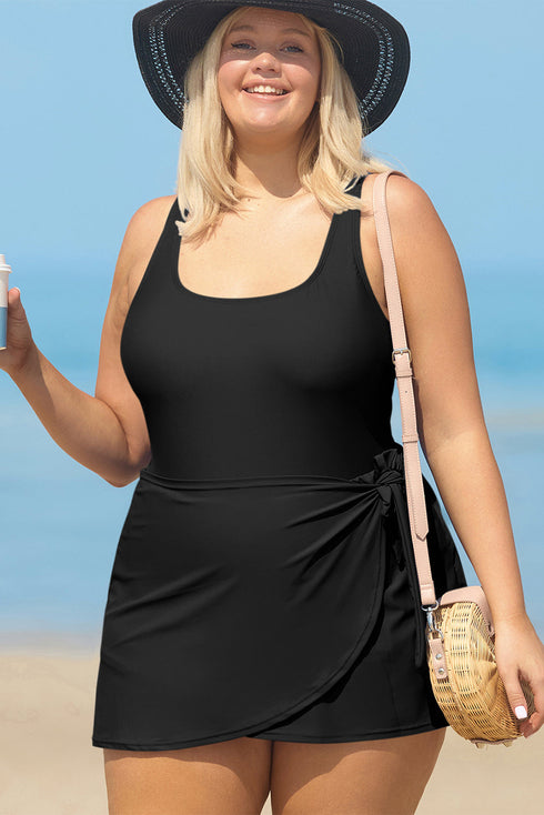 Exclusive Casual Square Neck Knotted One Piece Swimwear