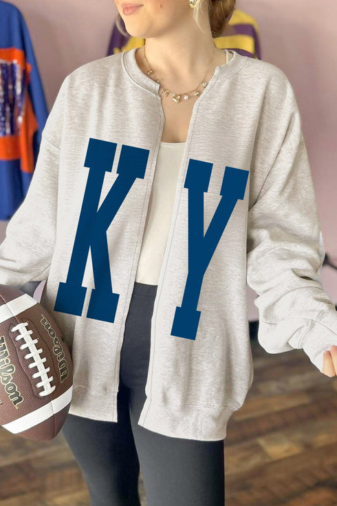 Ky Lettering Open Front Tunic Graphic Sweatshirt