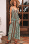 Bohemian V Neck Backless Ruffled Tassel Waist Maxi Floral Dress