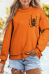 Spooky Themed Graphic Raised Mock Neck Sweatshirt