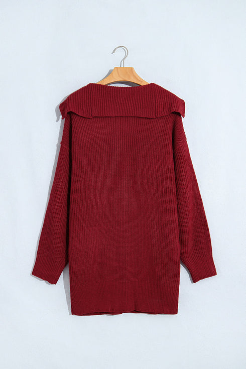 Oversized Fit Button Front Unpatterned Knit Cardigan