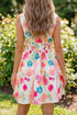 Floral Print V Neck Smocked Waist Flared Mini Dress