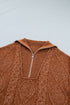 Zip Up Cable Knit Drop Shoulder Sweater Dress
