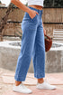 Cropped High Rise Wide Leg Stretch Denim Jeans