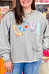 Letter Graphic Long Sleeve Patch Embroidery Tunic Top