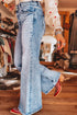 Acid Wash Pocket Detail Western Flare Jeans