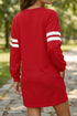 Sequin Rugby Bow Varsity Stripe Sleeve Graphic Dress