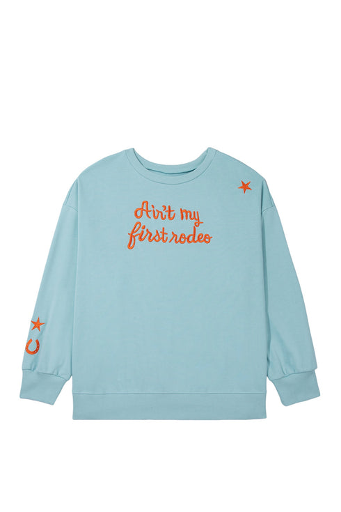 Western Letter Print Loose Round Neck Sweatshirt