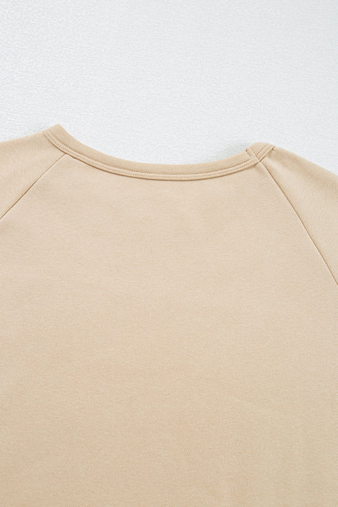 Striped Patchwork Applique Pullover Two Piece Short Set