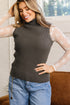 Western Ribbed Knit High Neck Slim Fit Sweater Vest