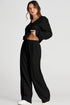 Relaxed V Neck Wide Leg Two Piece Set