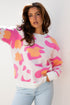 Abstract Animal Print Relaxed Crew Neck Knit Sweater