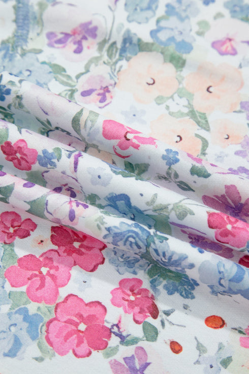 All Over Floral Print Round Neck Long Sleeve Top