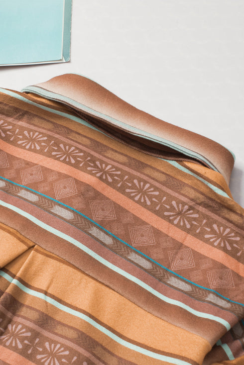 Geometric Print Fleece Button Down Shirt Jacket