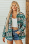 Aztec Geometric Print Button Front Long Sleeve Shacket