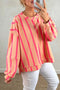 Stripe Print Dropped Shoulder Round Neck Sweatshirt