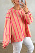 Stripe Print Dropped Shoulder Round Neck Sweatshirt