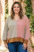 Striped V Neck Oversized Long Sleeve Top