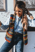 Western Print Faux Fur Metal Zipper Insert Pockets Sleeveless Vest