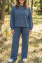 Striped Long Sleeve Drawstring Waist Loungewear Set