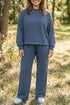 Striped Long Sleeve Drawstring Waist Loungewear Set