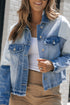 Casual Patchwork Distressed Frayed Hem Denim Jacket