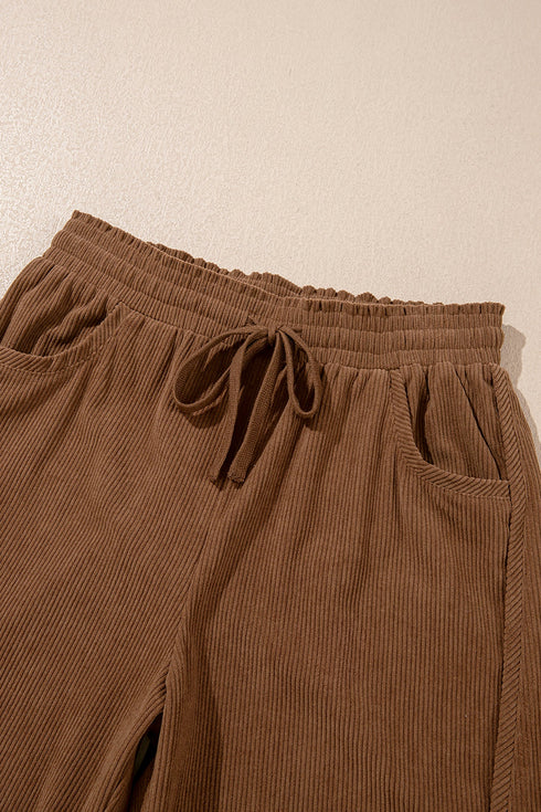 Corduroy Elastic Waist Drawstring Utility Cargo Pants