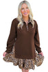 Leopard Patchwork Collared Long Sleeve Mini Dress
