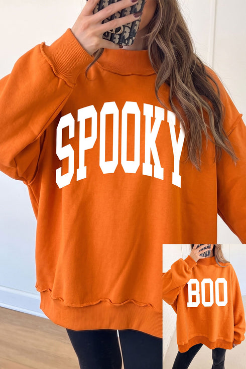 Boo Double Sided Print Reversible Mock Neck Sweatshirt