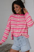 Acrylic Striped Pattern Drop Shoulder Button Cardigan