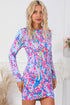 Abstract Print Long Sleeve Bodycon Mini Dress