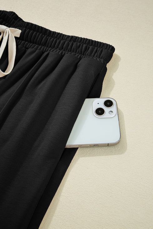 Drawstring Elastic Waist Cargo Patch Pocket Pants