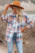 Casual Plaid Print Flap Pocket Button Down Shacket