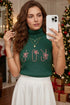 High Neck Sleeveless Embroidered Knit Sweater Vest