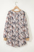 Abstract Woodland Print Long Sleeve Casual Short Set