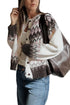 Geometric Pattern Brushed Knit Apres Ski Cardigan