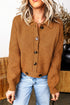 Ribbed Knit Collar Button Front Long Sleeve Cardigan