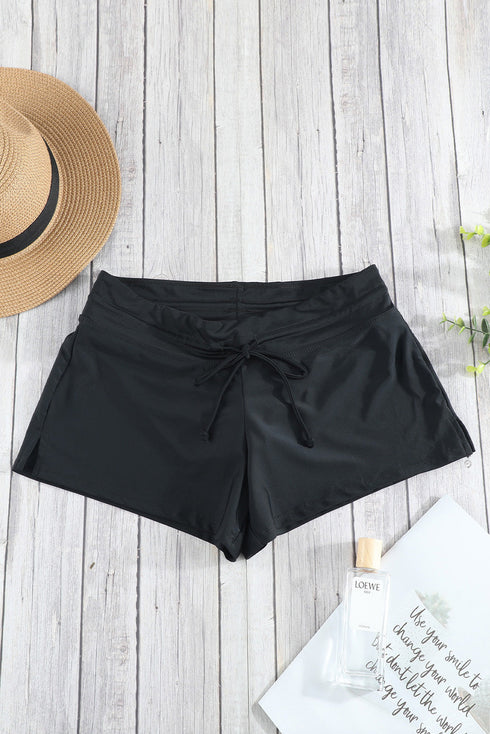 Contrast Waistband Tie Front Swim Shorts