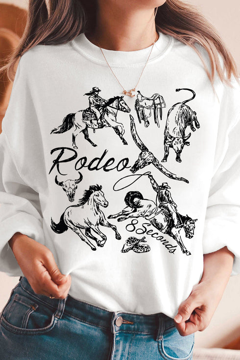 Rodeo 8 Seconds Western Print Graphic Sweatshirt