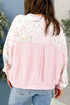 Floral Patchwork Twist Ribbed Trim Long Sleeve Top