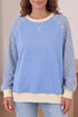 Polyester Plaid Pattern Sleeve Raglan Pullover Sweatshirt