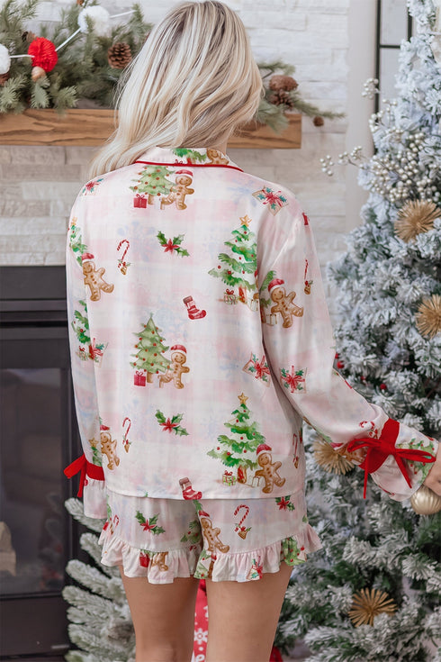 Abstract Print Long Sleeve Two Piece Shift Lounge Set
