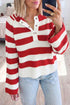 Striped V Neck Long Sleeve Shift Sweater