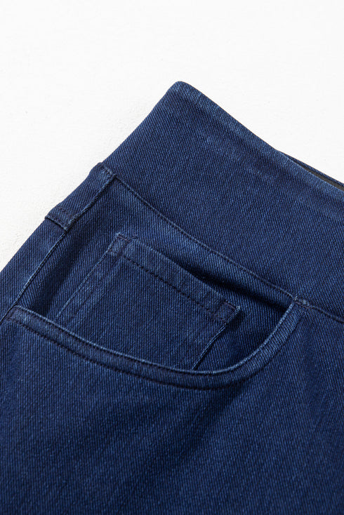 Casual Solid Loose Fit Wide Leg Jeans